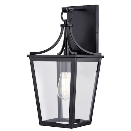 Vaxcel Cottage Grove 1 Light Matte Black Transitional Outdoor Wall Lantern Clear Glass T0774
